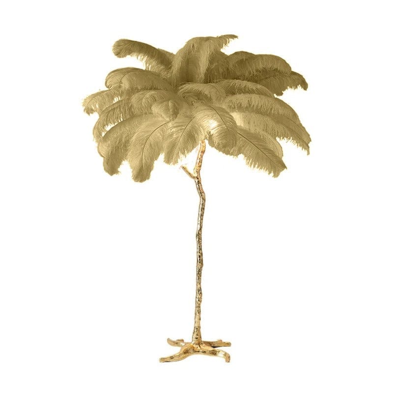 Lampe Plume d'Autruche Kaki / 60x25cm - 25 plumes