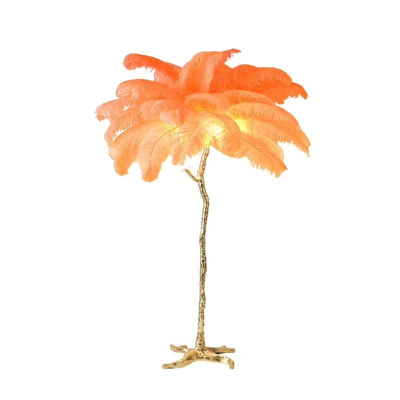 Lampe Plume d'Autruche Orange / 60x25cm - 25 plumes