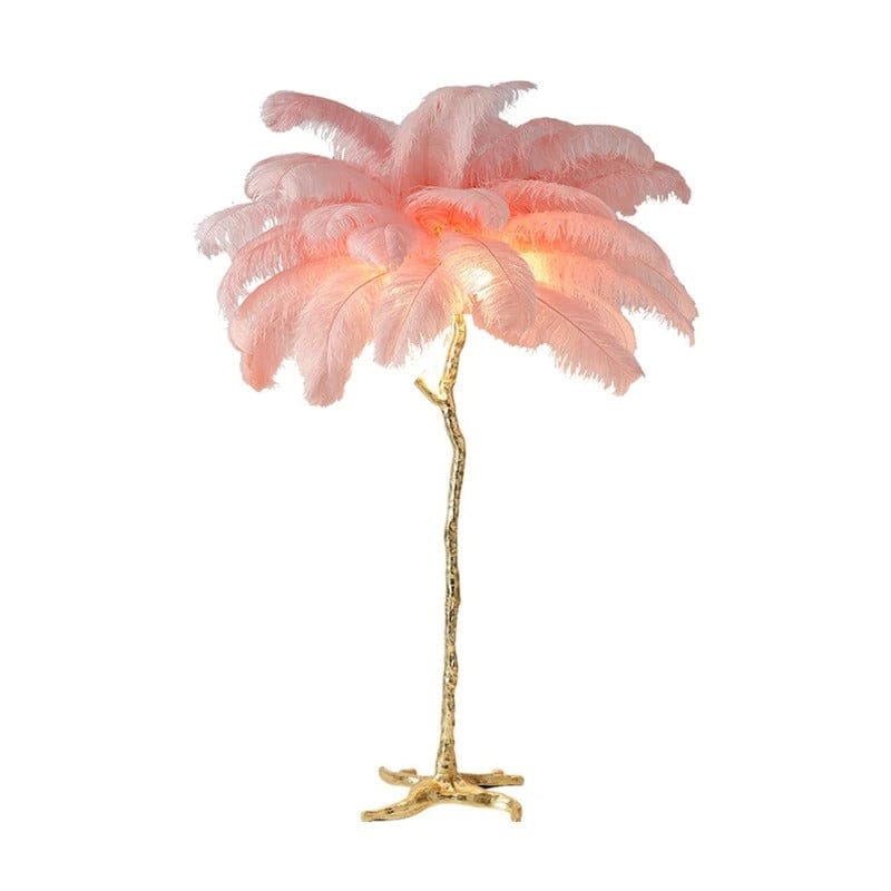 Lampe Plume d'Autruche Rose clair / 60x25cm - 25 plumes