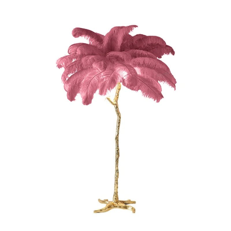Lampe Plume d'Autruche Rose poudré / 60x25cm - 25 plumes