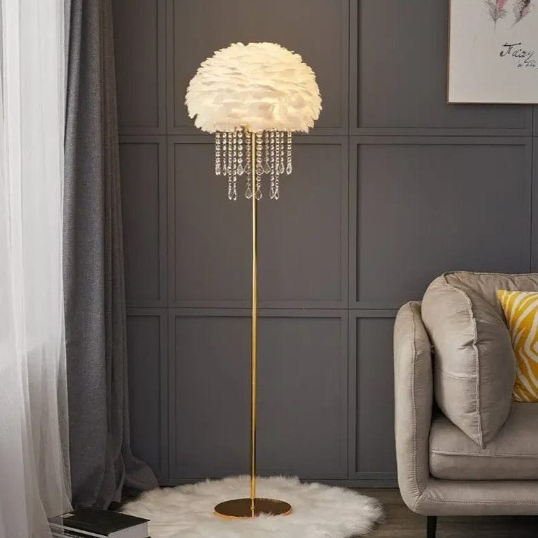 Lampe Plume sur Pied Blanc