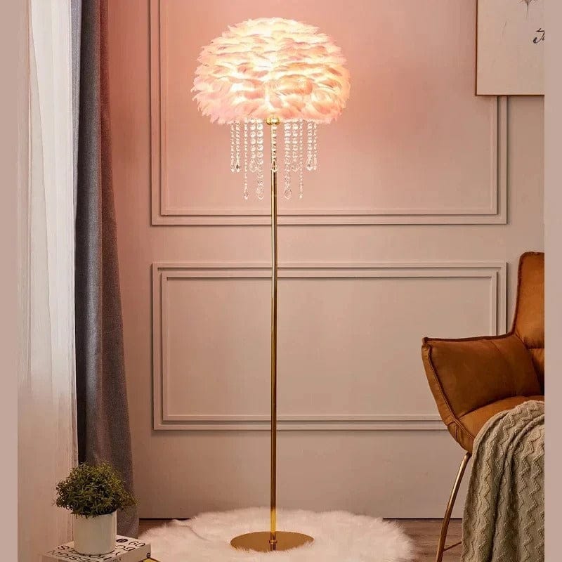 Lampe Plume sur Pied Rose