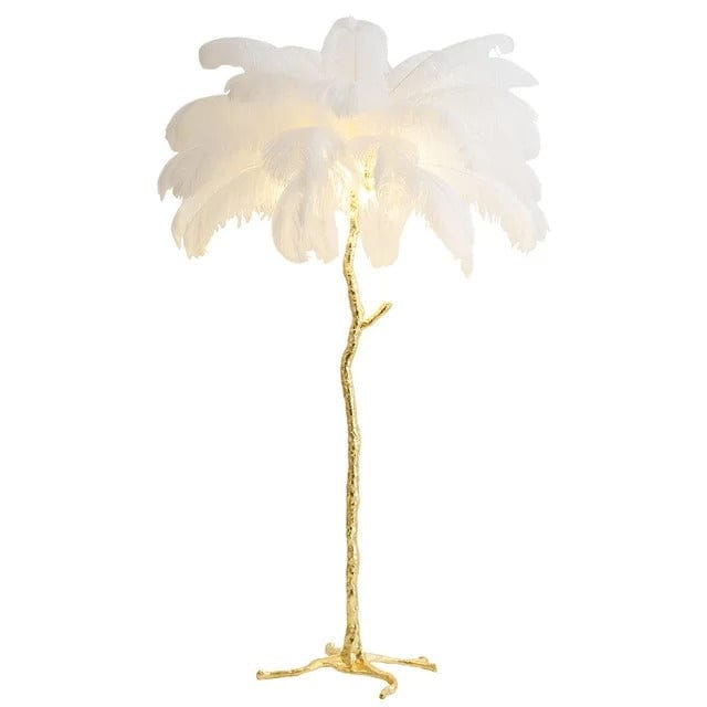 Lampe Plumes d'Autruche Blanc / 60x25cm - 25 plumes