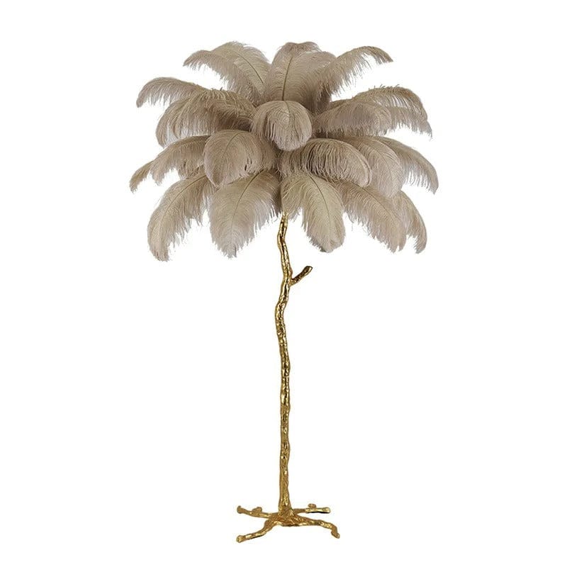 Lampe Plumes d'Autruche Gris / 60x25cm - 25 plumes