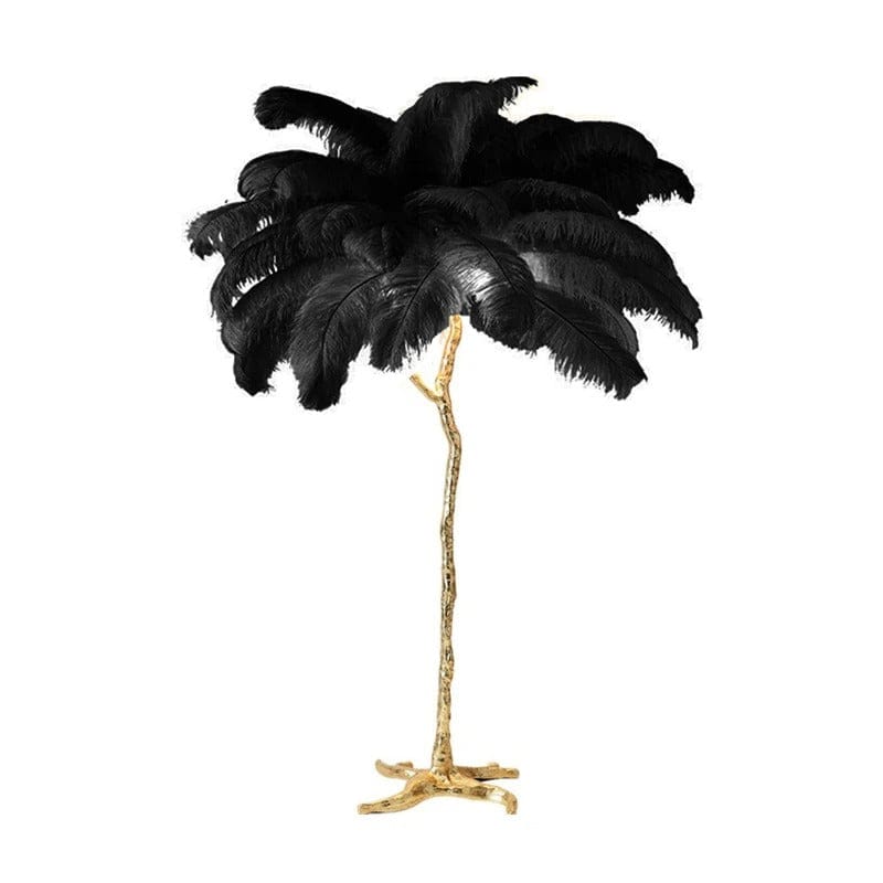 Lampe Plumes d'Autruche Noir / 60x25cm - 25 plumes