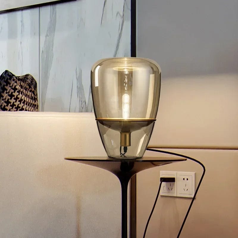 Lampes de Chevet en Verre Cognac / Acier / 21.5x30cm